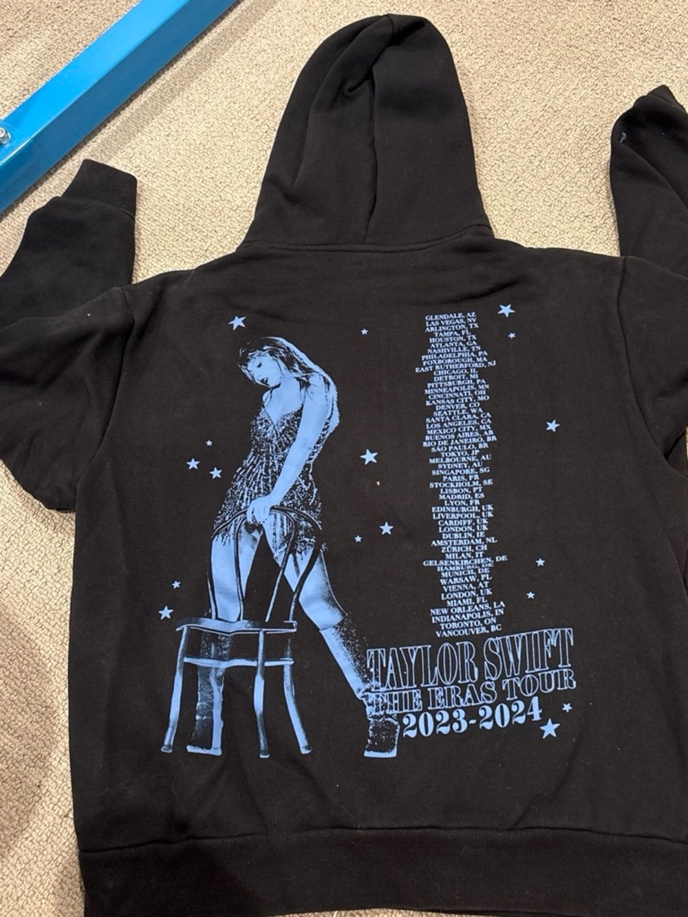 Taylor Swift Black & Light Blue Tour Graphic Hoodie